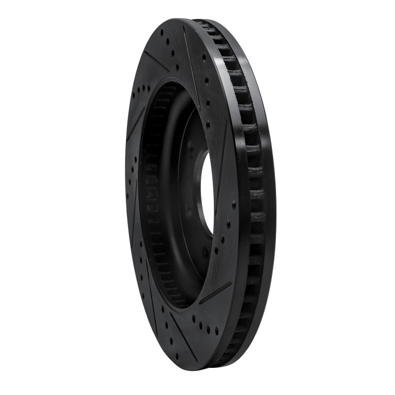 Ford Bronco Brake Rotor (1) - Front Left - R1 Concepts - Drilled & Slotted - Black - `21-`25